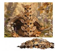 Stack of Cute Deer Fawn Faces Wooden Jigsaw Puzzle for Adults, 1000 Pieces | Border-first building: a clear section-by-section approach in spare time.