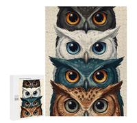 Stack of Four Owls, 500 PCS Adult Wooden Jigsaw, New Year Gift; for Shared Table Time