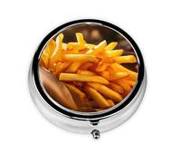 Stack of Fries This Small, Round, Three-Compartment Travel Pill Box is Perfect for Storing Daily medications, Vitamins, and on-The-go.