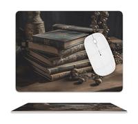 Stack of Old Books Mouse Pad,Premium-Textured Mouse Mat Design,Computer Mouse Mat,Stitched Edges, Water-Resistant, for Gamer, Office & Home,Square Mouse Pad,Spill-Resistant Surface, Durable Materials,