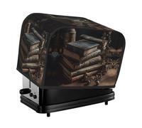 Stack of Old Books Toaster Cover 2 Slice, Waterproof Bread Machine Covers with Pockets Universal Size Kitchen Small Appliance Cover with Handle, Dust and Fingerprint Protection