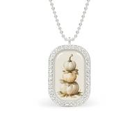 Stack of Three Pumpkins Rectangle Pendant Necklace Silver Women Jewelry Alloy Keychain Tag Jewelry