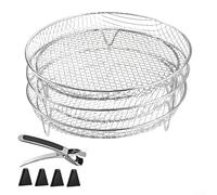 Stackable 3 Tier Racks for Air Fryers Perfect for Multiple Dish Preparation (Circular)