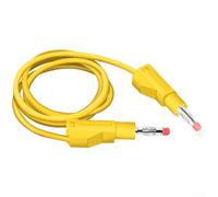 Stackable 4mm Banana Connector Test Cables Featuring Insulated Flame Retardant Housing and Nickel Plated Copper Conductors Supporting High Current 20A (Yellow)