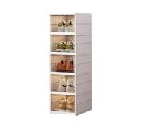 Stackable 5 Tier Shoe Rack with Lid Plastic Storage Bin for Entryway No Assembly Required Perfect for Shoes and Accessories