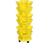 Stackable 6 Tier Planter for Strawberries Herbs Flowers & Vegetables 3D Four Petal Design with Removable Tray for Indoor & Outdoor Gardening