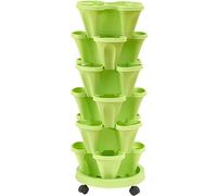 Stackable 6Level Plant TowerVertical Garden Strawberry Planter Plastic Herb Pot for Indoor/Outdoor Use Ideal for Garden Stands & Porch Decor