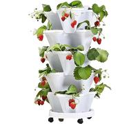 Stackable 6Level Vertical Plant TowerDurable Plastic Strawberry & Herb Planter for Indoor/Outdoor Garden Porch Decor & SpaceSaving Gardening Solution