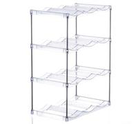 Stackable Acrylic Bottle Organizer for Kitchen Cabinet and Refrigerator, Clear Space Saving Drink Holder Rack with Multi-Tier Design for Water Bottles and(B)