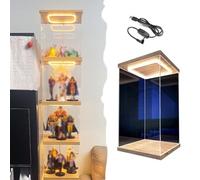 Stackable Acrylic Box Multiple Action Figures, Tall Clear LED Light Acrylic Display Case, Miniatures Model Car Curio Collectibles Organizer, Show Storage Bins(10x10x45cm/4x4x18in)