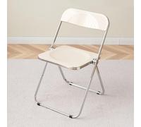 Stackable Acrylic Folding Chairs Transparent Dining Room Chairs Metal e Kitchen Stool PorEvent Seating for Banquets Conferences Parties (White)