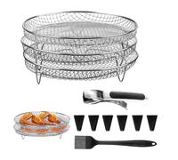 Stackable Air Fryer Rack - Air Fryer Basket | Three Round Stackable Racks for Stainless Steel Air Fryer | Multi-purpose Stacking Grills for fr