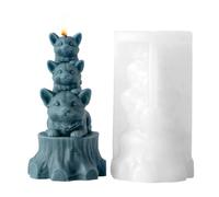 Stackable Animal Candle Mold, with Fine Detail Capture, Silicone Material, Cat Candle Mold, 3D Silicone Casting Form, Stackable Structure, for Holiday Birthday Office Home Desk Dorm