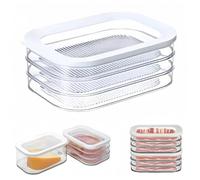 Stackable Bacon Containers for Refrigerator, BPA-Free Clear Deli Meat Storage Container Set with Lids, Fridge Organizer for Cold Cuts, Cheese, Lunch Meat, Meal Prep (3PCS)