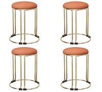 Stackable Bar Stools Set of 4 with Upholstered Round Seat and Non-Slip Foot Mat for Kitchen, Dining Room, Living Room, Office