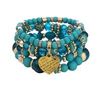 Stackable Bead Bracelets Ladies Mens Multilayer Bracelet Set Multicolor Jewelry Fun Earrings (A, One Size)