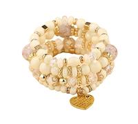 Stackable Bead Bracelets Ladies Mens Multilayer Bracelet Set Multicolor Jewelry Fun Earrings (E, One Size)