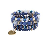 Stackable Bead Bracelets Ladies Mens Multilayer Bracelet Set Multicolor Jewelry Fun Earrings (M, One Size)