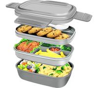 Stackable Bento Box For Adults & Kids, Enlarge Your Lunch Options With Multiple Compartments, Contains Cutlery, Microwave & Dishwasher Safe, Food-Grad