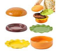 Stackable Burger Plate Set, Ceramic Stackable Tableware, Dinner Dessert Plate, for Party, Host, Event Planner, Family Dinner, Outdoor, Picnic, Birthday, Barbecue, Holiday, Breakfast