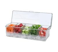 Stackable Chilled Condiment Tray - 5-Section Clear Serving Container for Appetizers, Snacks & Dips - Ideal for Parties, Events & Food Displays - Keep Your Food Fresh!