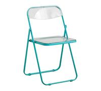 Stackable Clear Acrylic Folding Chair with Metal Frame & PVC Seat - Indoor/Outdoor Blue Seating Solution for Space-Saving & Versatile Use