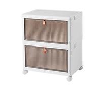 Stackable Closet - Foldable Storage Baskets with Lid | Clear Box with Large Capacity | Cupboard with 4 Wheels for Clothes, Home and Bedroom