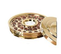 Stackable Communion Tray with Center Bread Plate & Tray Cover - Stainless Steel Brass Tone