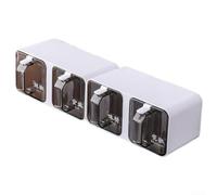 Stackable Condiment Holder Set with Spoons for Cabinet Drawer(White) | 4-tier vertical design, saves counter space, fits standard cabinets, white and grey finish, includes spoons