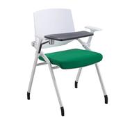 Stackable Conference Room Chairs with Wheels, Mesh Office Reception Guest Chair with Tablet Arm and Folding Padded Seat for Training, Classroom, and Home Desk Use
