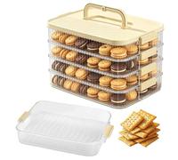 Stackable Cookie Storage, Box Clear Fresh, 11.61×8.27×7.48 Inches, with Keeping Food Container Handle Lid Lock Design, Airtight Kitchen Organizer, Snack Keeper for Biscuits Dumplings Cheese Picnic Use
