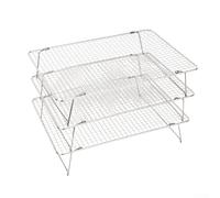 Stackable Cooling Rack 304 Stainless Steel Heavy Duty Wire Grid for Cakes Cookies Biscuits - Oven Safe Roasting & Grilling Tray 16.5x12 Inch(Three-layer)