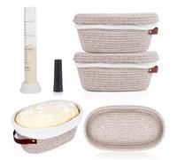 Stackable Cotton Banneton Proofing Basket Set, With Pro Sourdough Aliquot Jar for Rise Tracking - 9 inch Round Bread Basket x 2, Sourdough Bread Baking Supplies, Pro-Level Bread Proofing Kit