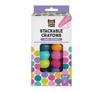 Tiger Tribe Stackable Crayons (Candy Colours) - 8 Pack Chunky Crayon Set & Stacking Toy, My First Crayons For Toddlers & Kids, Crafting Activity, Art & Stationery Gifts For Children, Age 2 + Year Old
