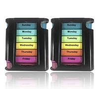 Stackable Daily Pill Organizer - 2 Pack, 4 Times a Day Weekly Medication Reminder - Premium Weekly AM/PM Pill Box with 7 Individual Stacking Cases, a Everyday Medicine Organizer for Vitamins