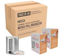Stackable Daily Pill Organizer - Premium Weekly Medication Reminder with 7 Individual Stacking Cases - Weekly AM/PM Pill Box with 4 Times a Day, a Everyday Medicine Organizer, Silver, Case of 40
