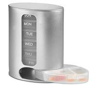 Stackable Daily Pill Organizer - Premium Weekly Medication Reminder with 7 Individual Stacking Cases - Weekly AM/PM Pill Box with 4 Times a Day, a Everyday Medicine Organizer for Vitamins, Silver