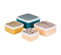 Stackable Design Set Of 4 Animal Print Lunch Boxes, Versatile Assortment Of Multisized PP Lunch Boxes