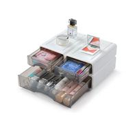 Stackable Desk Organiser Drawers - White 3 Mixed Drawers