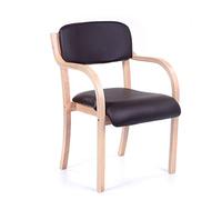 Stackable Dining Chair with Arms Modern Faux Leather Chairs for Living Room Wooden Frame Club Guest Desk Computer Individual Armrest Chairs