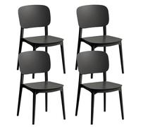 Stackable Dining Room Chairs Set of 4 - Plastic Kitchen Chairs - Simple Cafe Chairs Plastic Comfy Backrest for Indoor, Outdoor, Restaurant, Bistro, Cafe