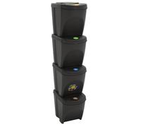Stackable Dustbins Outdoor Rubbish Bin Trash Waste Garbage Bin 4 pcs vidaXL