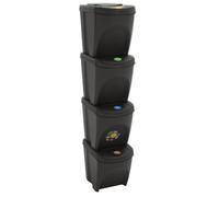 Stackable Dustbins Outdoor Rubbish Bin Trash Waste Garbage Bin 4 pcs vidaXL