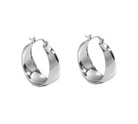 Stackable Earrings Silver, Cute Hoop Earrings Wide Circle Stainless Steel Suitable for Wedding Anniversary Holiday