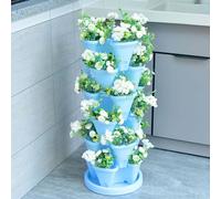 Stackable Flower Pot for Strawberries Herbs Flowers & Vegetables - 6-Tier Vertical Planter with Removable Tray for Home & Garden Gardening Solutions