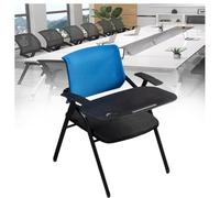 Stackable Folding Office Chairs with Writing Pad, Comfortable Mesh Back, Ideal for Meetings, Training, and Classroom Settings - Space-Saving Design