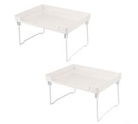 Stackable Folding Storage Rack for Enhanced Organization in Kitchen or Office Lightweight and Plastic Construction (two sets)