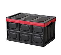 Stackable Folding Utility Crates Containers Bins Basket with Waterproof Bag,Plastic Lidded Storage Bins,Collapsible Storage Bins Storage Cubes Groceries Clothes Garage Organizer-Black 30l(16.9x11.8x9