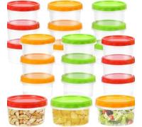 Stackable Food Storage Containers 250ml with Three Color Lids, Leak Proof Plastic Boxes for Leftovers Snacks Freezing, Space Saving Kitchen Organisation Set