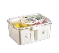 Stackable Food Storage Containers Food Storage Divine Tool For Cold And Tidying Up Kitchen Vegetable Sealed Fresh Keeping (White, 3CELLS)